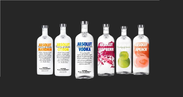 imagen de botellas absolut multisabores